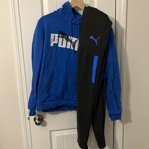 Puma matching blue hoodie and grey joggers set size medium